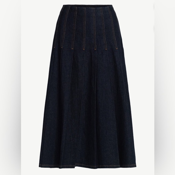 Women's Stitch Pleated Denim Skirt Indigo NWT Size 6 2 - Picture 8 of 8